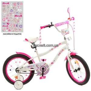 Детский велосипед PROF1 18д. Y18244, Unicorn, бело-малиновый